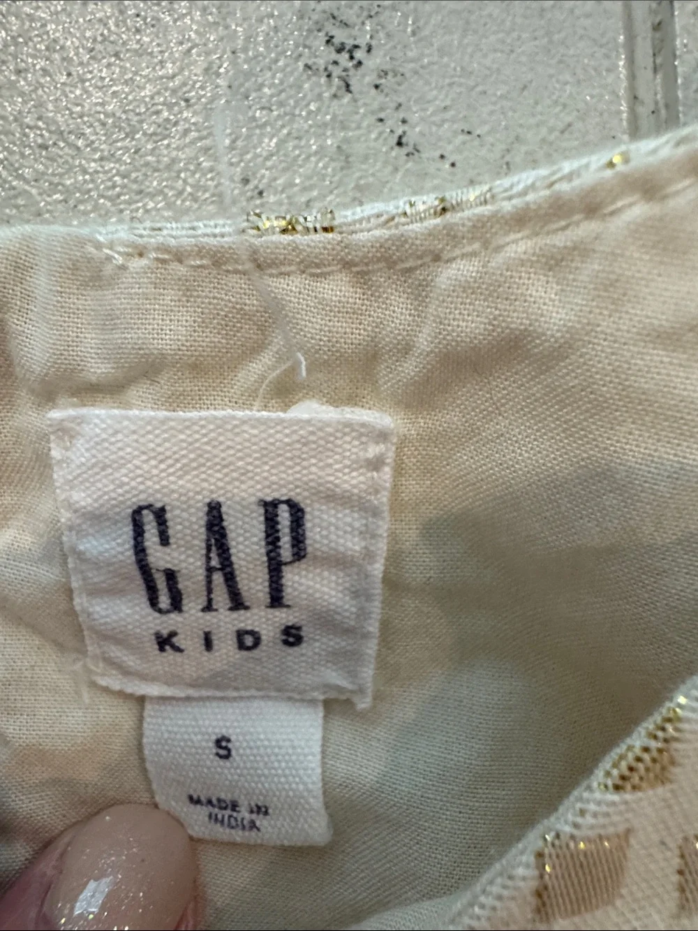 GAP Cream Dress with Gold Metallic Squares